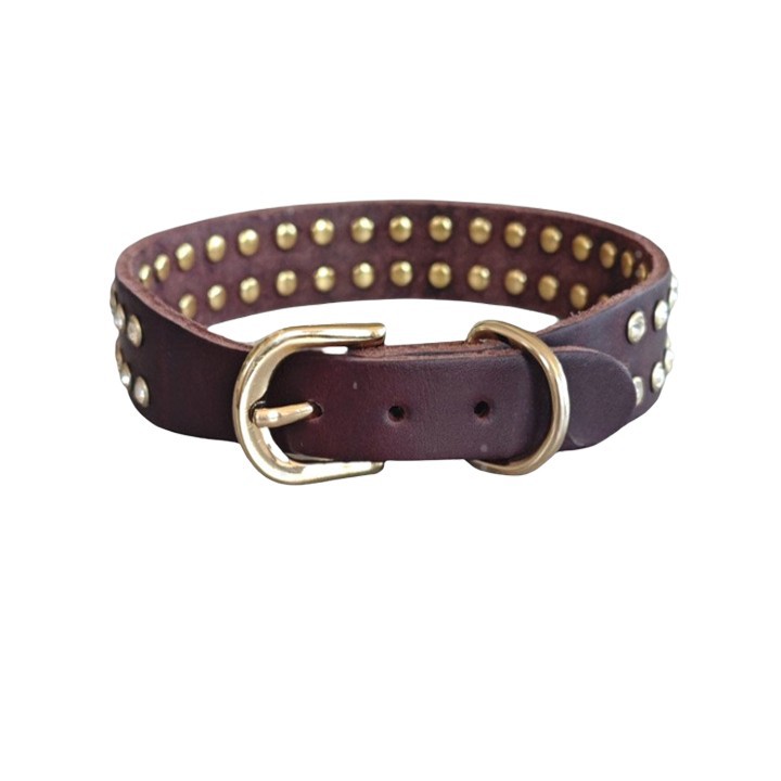 Jeweled Leather Dog Collar
